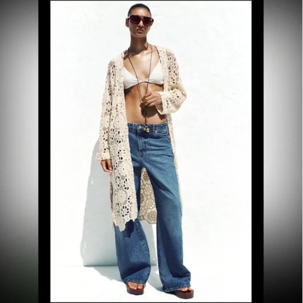 Zara Crochet Kimono Jacket NWT